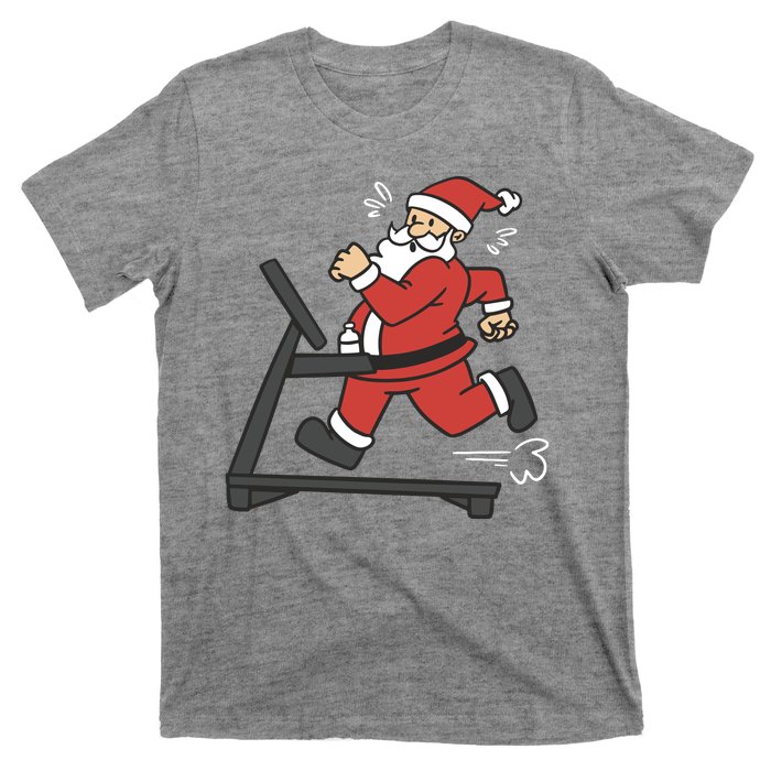 Santa Running On Treadmill Funny Fitness T-Shirt