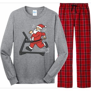 Santa Running On Treadmill Funny Fitness Long Sleeve Pajama Set