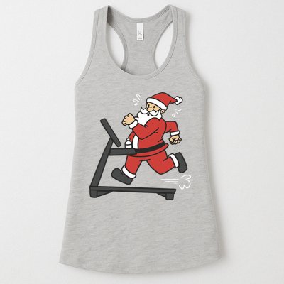 Santa Running On Treadmill Funny Fitness Womens Tank Top