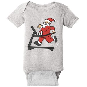 Santa Running On Treadmill Funny Fitness Baby Bodysuit