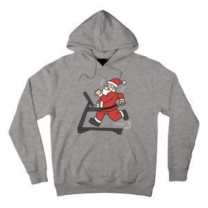 Santa Running On Treadmill Funny Fitness Tall Hoodie