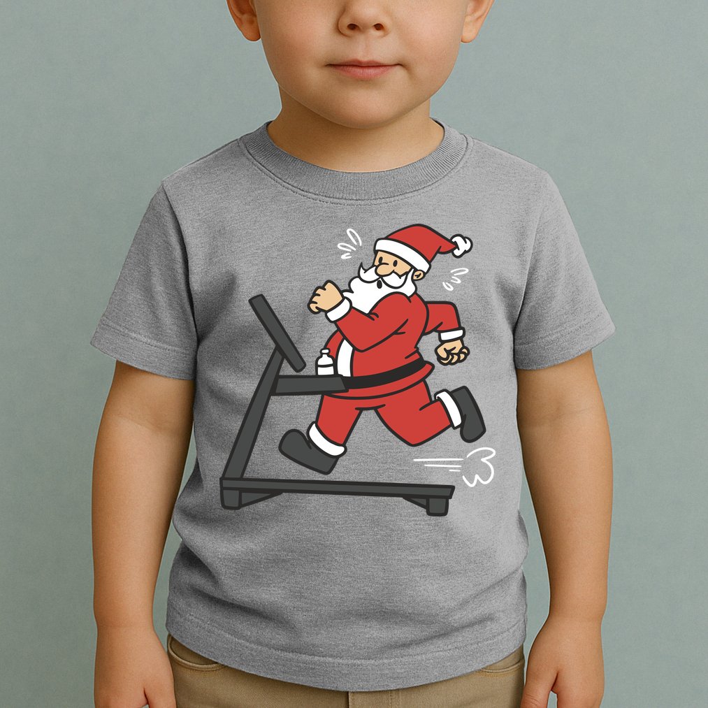 Santa Running On Treadmill Funny Fitness Toddler T-Shirt