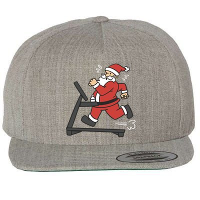 Santa Running On Treadmill Funny Fitness Wool Snapback Cap