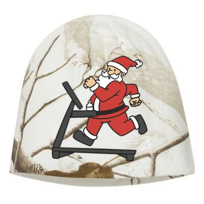 Santa Running On Treadmill Funny Fitness Kati - Camo Knit Beanie