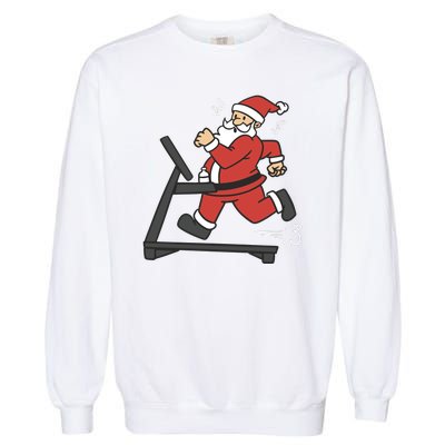 Santa Running On Treadmill Funny Fitness Garment-Dyed Sweatshirt