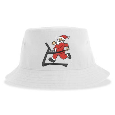 Santa Running On Treadmill Funny Fitness Sustainable Bucket Hat