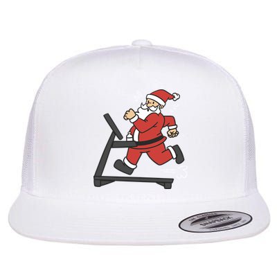 Santa Running On Treadmill Funny Fitness Flatbill Hat