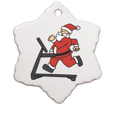 Santa Running On Treadmill Funny Fitness Ceramic Star Ornament