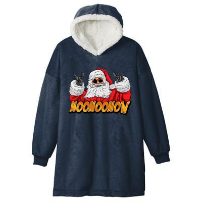 Santa Rock On Hand Christmas Pajama Cool Xmas Rocker Gift Hooded Wearable Blanket