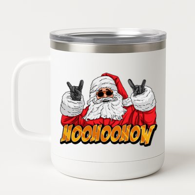 Santa Rock On Hand Christmas Pajama Cool Xmas Rocker Gift 12 oz Stainless Steel Tumbler Cup