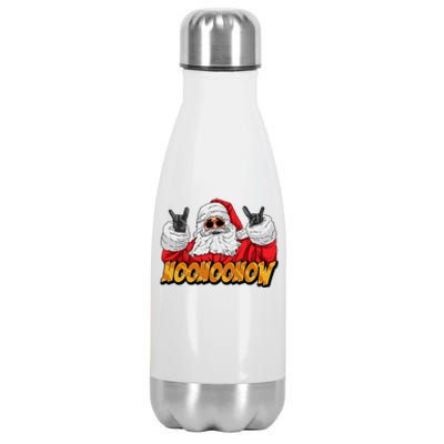 Santa Rock On Hand Christmas Pajama Cool Xmas Rocker Gift Stainless Steel Insulated Water Bottle