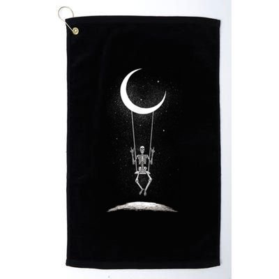 Skeleton Rock On Moon Spooky Halloween Rock Band Concerts Platinum Collection Golf Towel