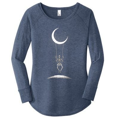 Skeleton Rock On Moon Spooky Halloween Rock Band Concerts Women's Perfect Tri Tunic Long Sleeve Shirt