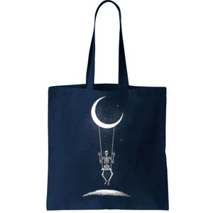 Skeleton Rock On Moon Spooky Halloween Rock Band Concerts Tote Bag