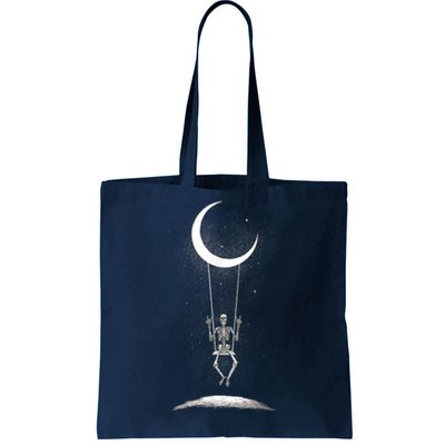 Skeleton Rock On Moon Spooky Halloween Rock Band Concerts Tote Bag