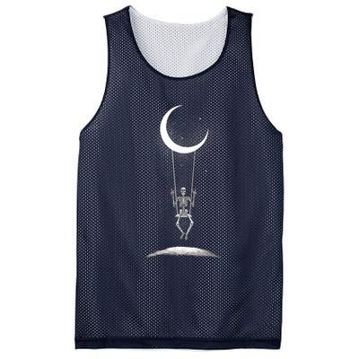 Skeleton Rock On Moon Spooky Halloween Rock Band Concerts Mesh Reversible Basketball Jersey Tank