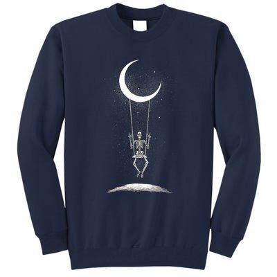 Skeleton Rock On Moon Spooky Halloween Rock Band Concerts Tall Sweatshirt