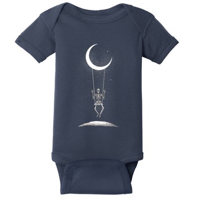 Skeleton Rock On Moon Spooky Halloween Rock Band Concerts Baby Bodysuit