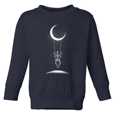 Skeleton Rock On Moon Spooky Halloween Rock Band Concerts Toddler Sweatshirt