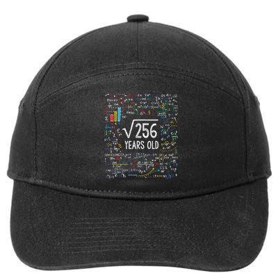 Square Root Of 256 16th Birthday Funny Gift 16 Year Old Gifts Math Bday 7-Panel Snapback Hat