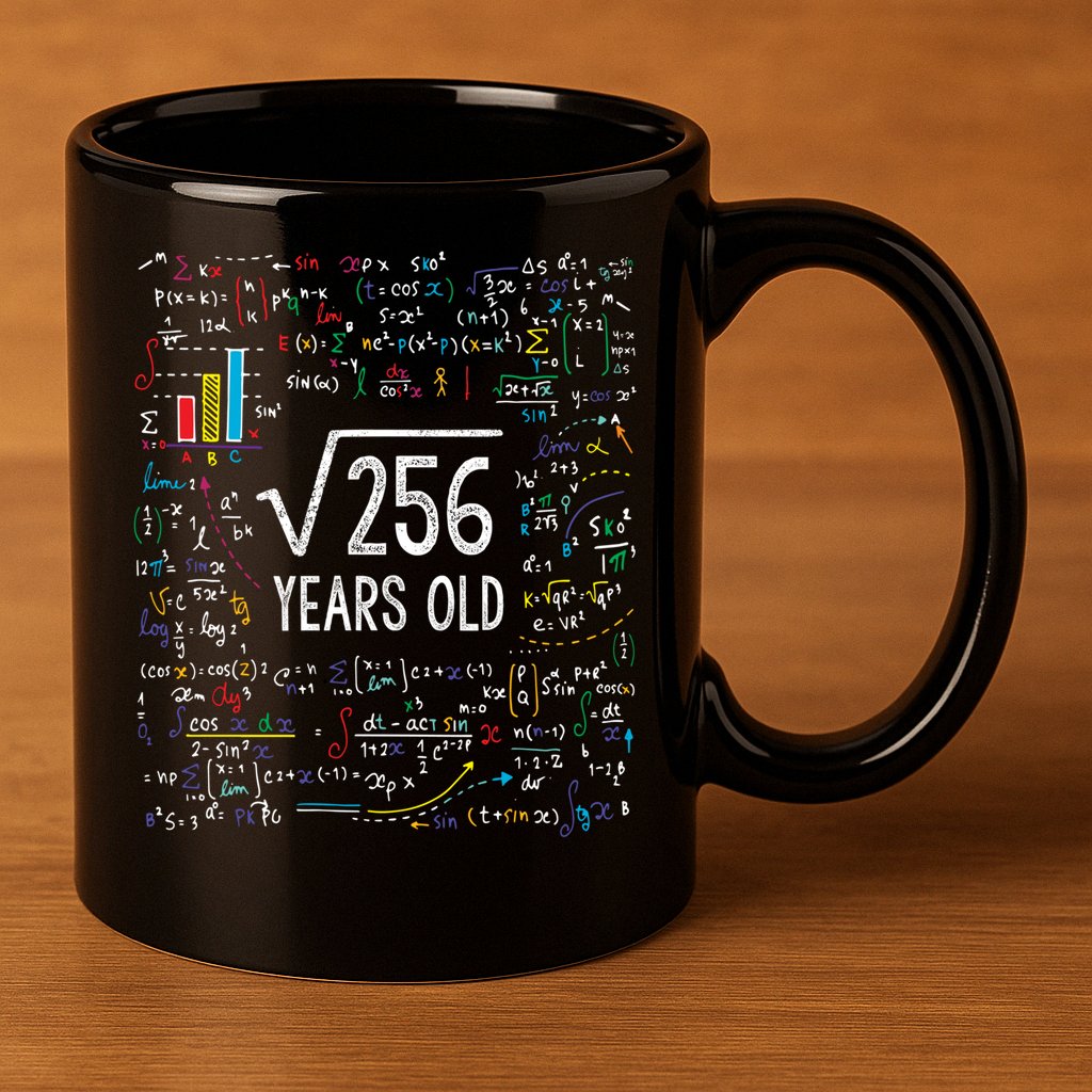 Square Root Of 256 16th Birthday Funny Gift 16 Year Old Gifts Math Bday 11oz C Handle Ceramic Mug