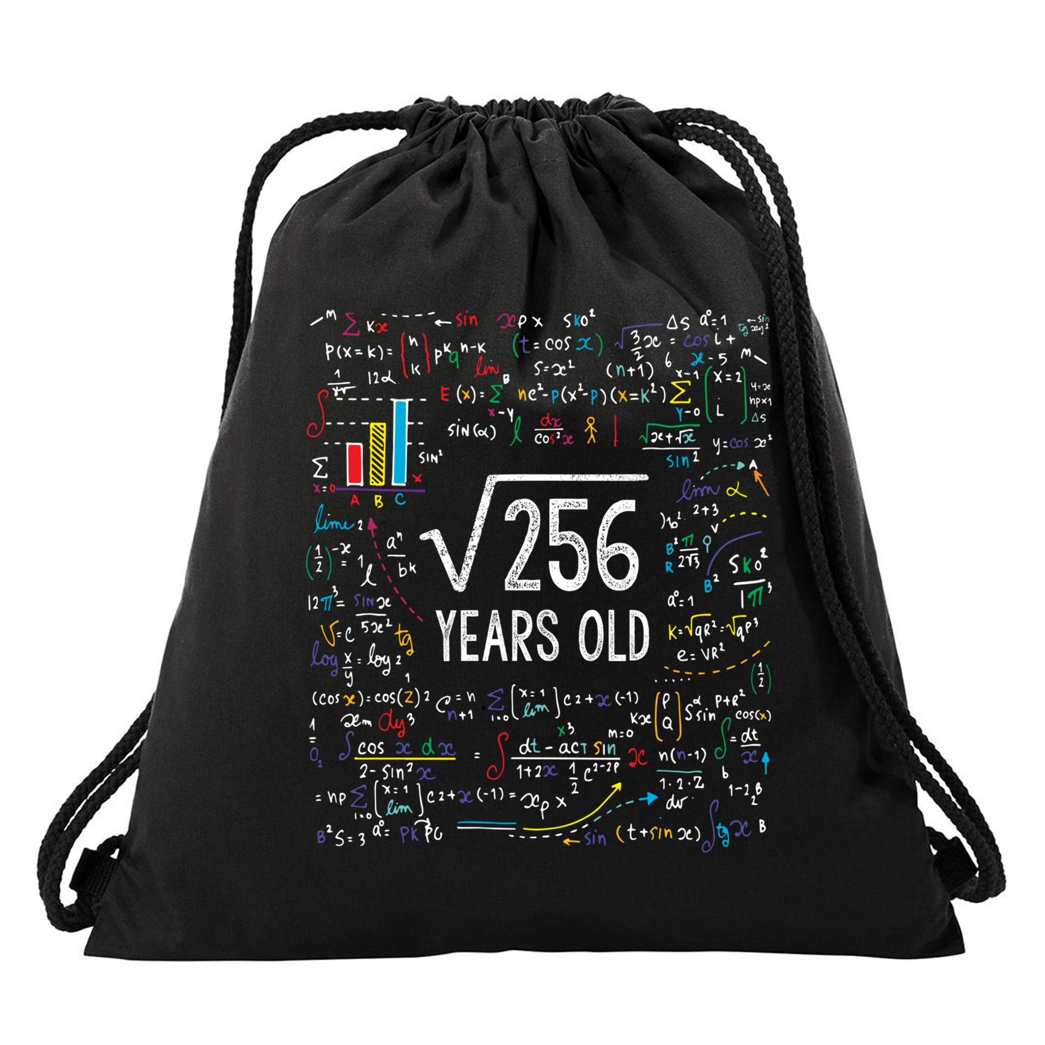 Square Root Of 256 16th Birthday Funny Gift 16 Year Old Gifts Math Bday Drawstring Bag