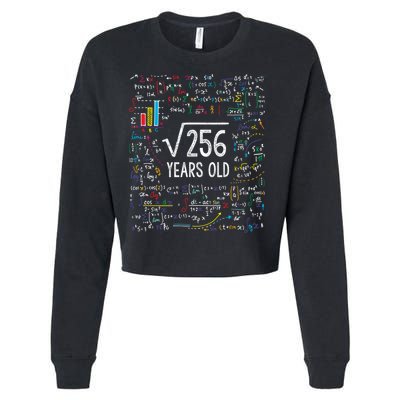Square Root Of 256 16th Birthday Funny Gift 16 Year Old Gifts Math Bday Cropped Pullover Crew