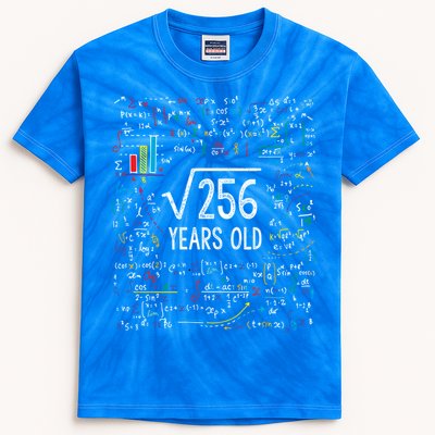 Square Root Of 256 16th Birthday Funny Gift 16 Year Old Gifts Math Bday Kids Tie-Dye T-Shirt
