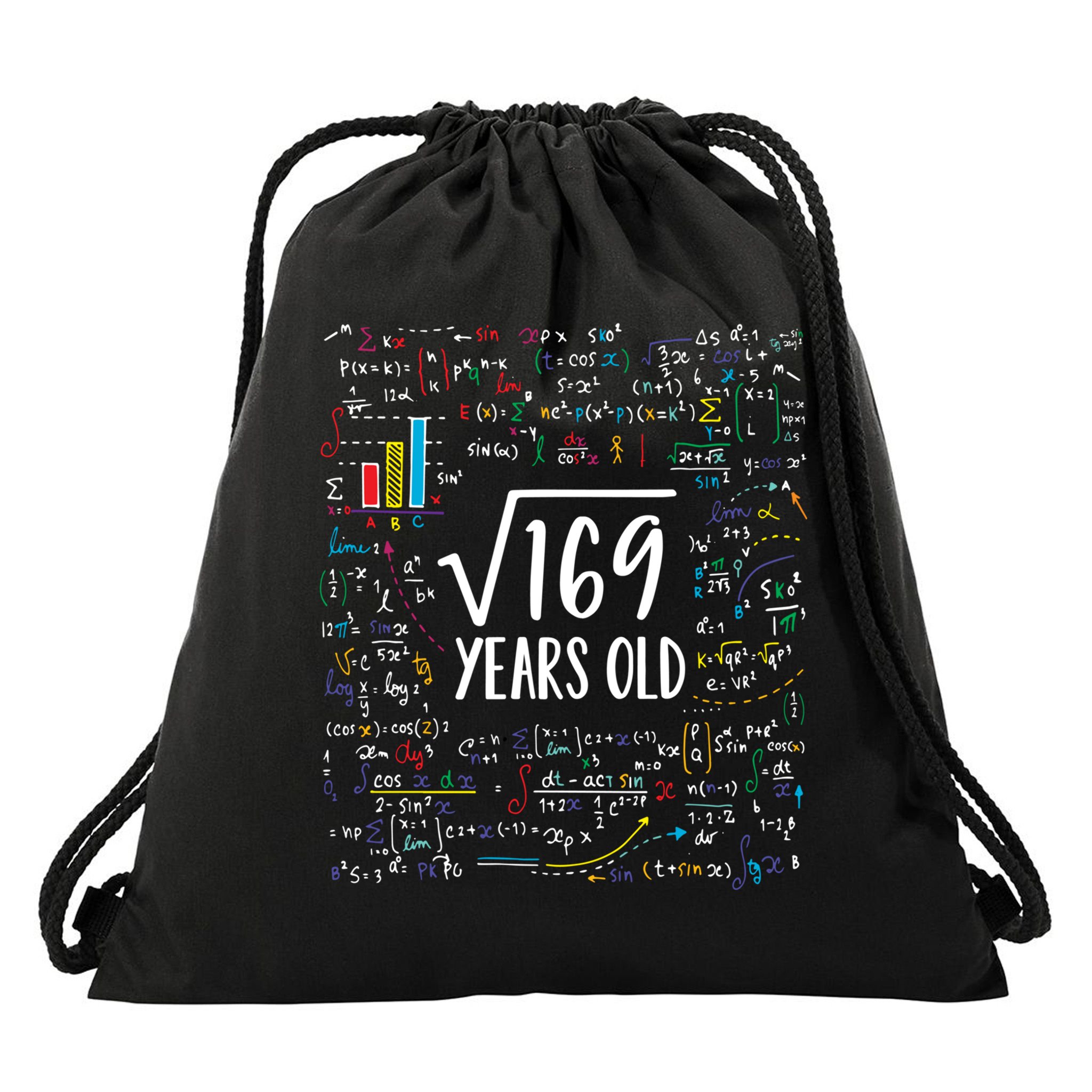 Square Root Of 169 13th Birthday Gift 13 Year Old Gifts Math Bday Gift Drawstring Bag