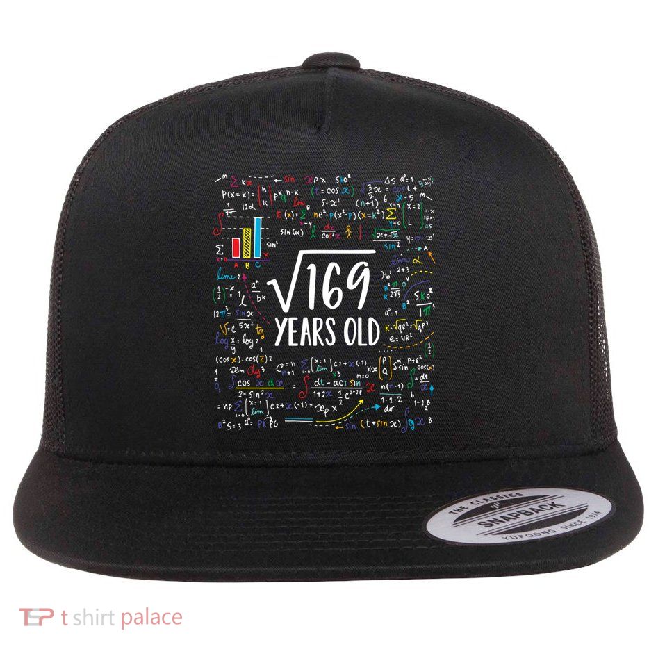Square Root Of 169 13th Birthday Gift 13 Year Old Gifts Math Bday Gift Flatbill Hat