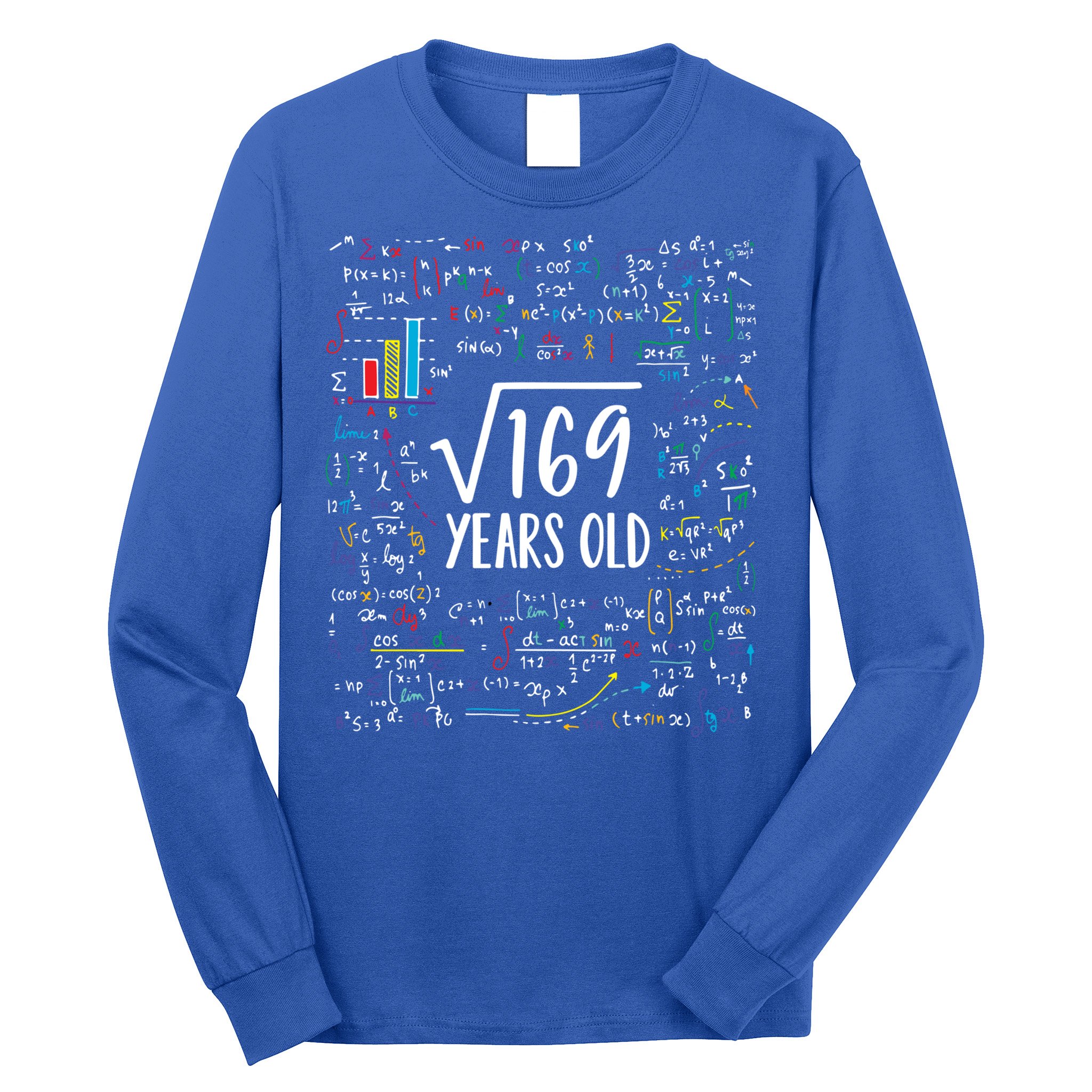 Square Root Of 169 13th Birthday Gift 13 Year Old Gifts Math Bday Gift Long Sleeve Shirt