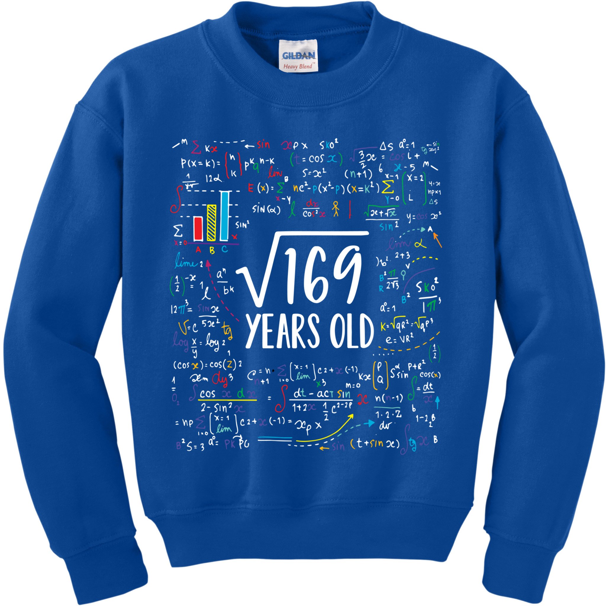 Square Root Of 169 13th Birthday Gift 13 Year Old Gifts Math Bday Gift Kids Sweatshirt