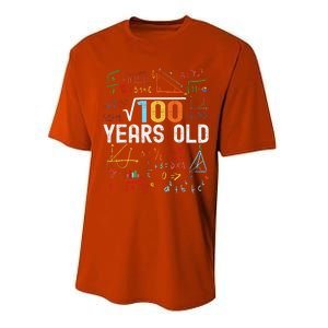 Square Root Of 100 10th Birthday 10 Years Old Birthday Performance Sprint T-Shirt