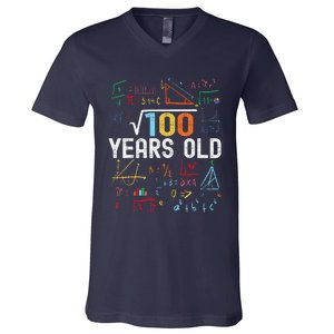 Square Root Of 100 10th Birthday 10 Years Old Birthday V-Neck T-Shirt