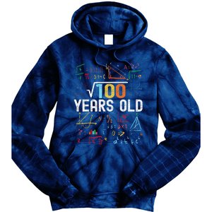 Square Root Of 100 10th Birthday 10 Years Old Birthday Tie Dye Hoodie