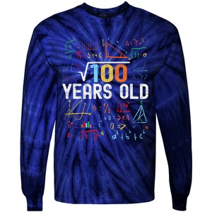 Square Root Of 100 10th Birthday 10 Years Old Birthday Tie-Dye Long Sleeve Shirt