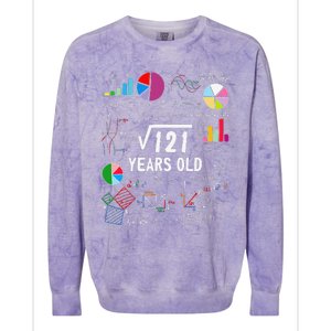 Square Root Of 121 11th Birthday 11 Year Old Love Mathematic Colorblast Crewneck Sweatshirt