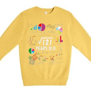 Square Root Of 121 11th Birthday 11 Year Old Love Mathematic Premium Crewneck Sweatshirt