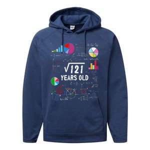 Square Root Of 121 11th Birthday 11 Year Old Love Mathematic Performance Fleece Hoodie