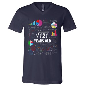 Square Root Of 121 11th Birthday 11 Year Old Love Mathematic V-Neck T-Shirt