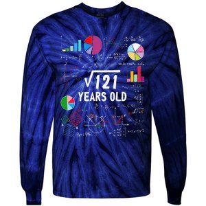 Square Root Of 121 11th Birthday 11 Year Old Love Mathematic Tie-Dye Long Sleeve Shirt