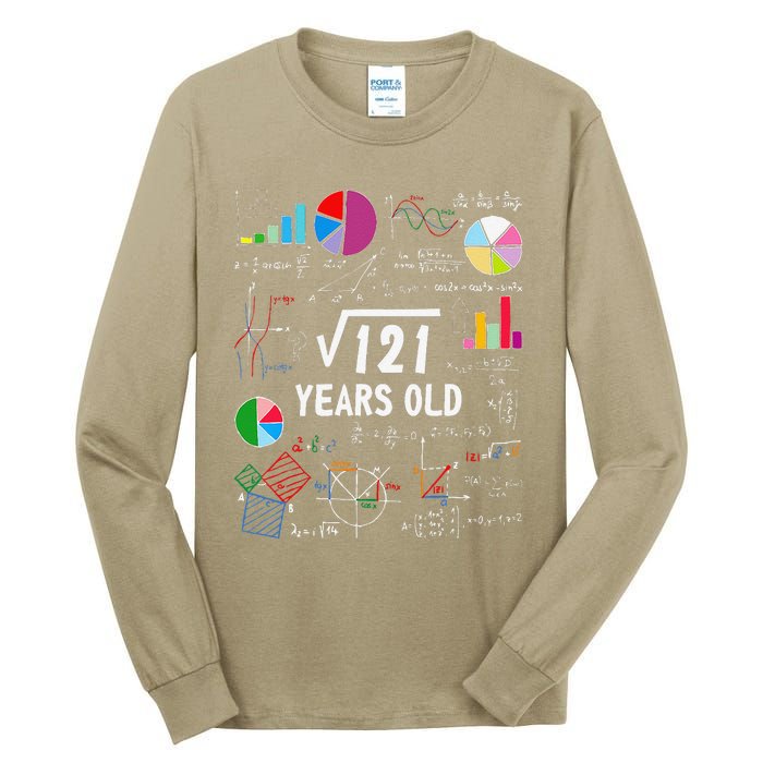 Square Root Of 121 11th Birthday 11 Year Old Love Mathematic Tall Long Sleeve T-Shirt