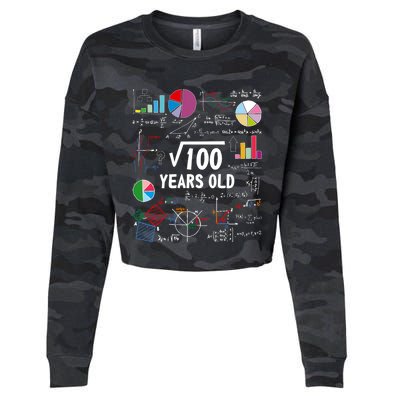 Square Root Of 100 10th Birthday 10 Year Old Love Math Cropped Pullover Crew