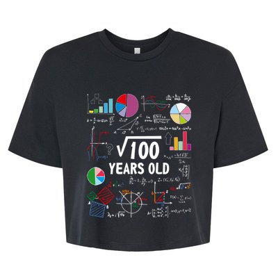 Square Root Of 100 10th Birthday 10 Year Old Love Math Bella+Canvas Jersey Crop Tee