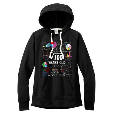 Square Root Of 100 10th Birthday 10 Year Old Love Math Women's Fleece Hoodie