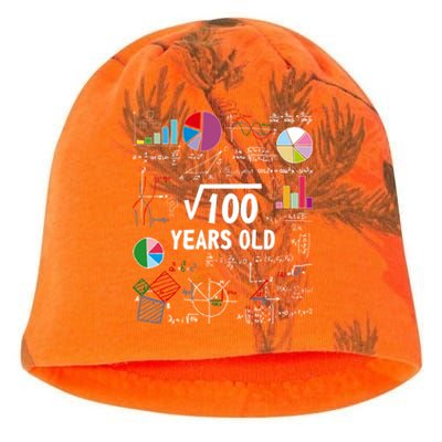 Square Root Of 100 10th Birthday 10 Year Old Love Math Kati - Camo Knit Beanie