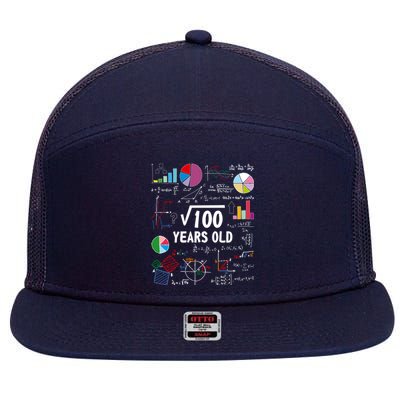 Square Root Of 100 10th Birthday 10 Year Old Love Math 7 Panel Mesh Trucker Snapback Hat