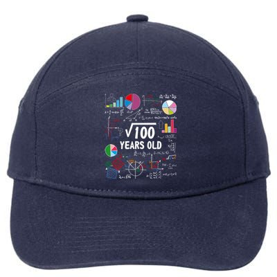 Square Root Of 100 10th Birthday 10 Year Old Love Math 7-Panel Snapback Hat