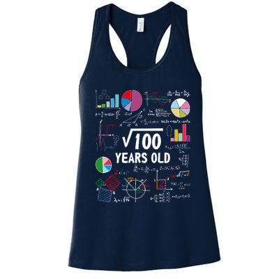 Square Root Of 100 10th Birthday 10 Year Old Love Math Women's Racerback Tank