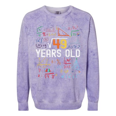 Square Root Of 49 7th Birthday 7 Years Old Birthday Colorblast Crewneck Sweatshirt